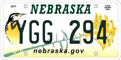 NE license plate YGG294
