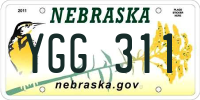 NE license plate YGG311