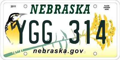 NE license plate YGG314