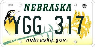 NE license plate YGG317