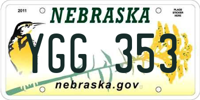 NE license plate YGG353