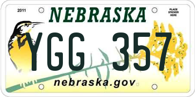NE license plate YGG357
