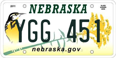 NE license plate YGG451