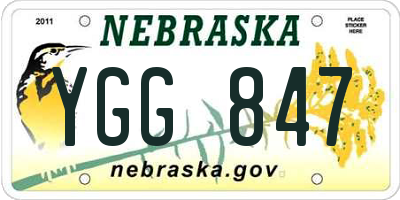 NE license plate YGG847