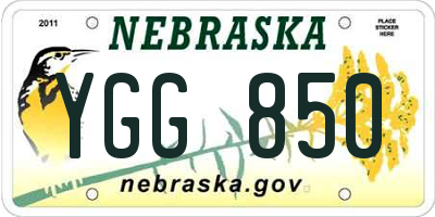 NE license plate YGG850