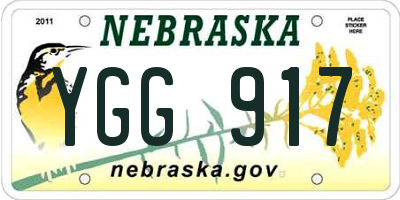 NE license plate YGG917