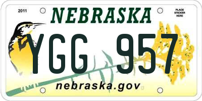 NE license plate YGG957