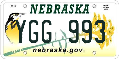 NE license plate YGG993