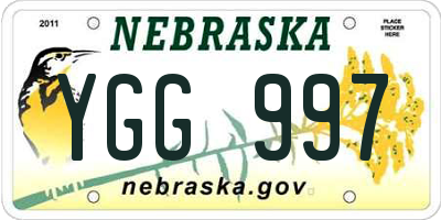 NE license plate YGG997