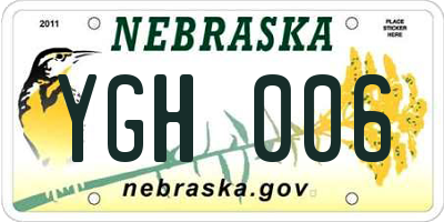 NE license plate YGH006