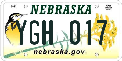 NE license plate YGH017