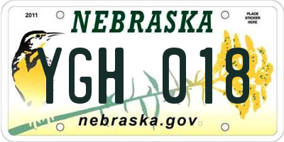 NE license plate YGH018