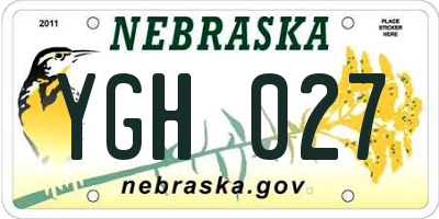 NE license plate YGH027
