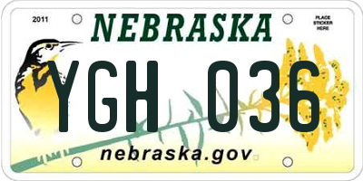NE license plate YGH036