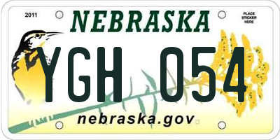 NE license plate YGH054