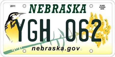 NE license plate YGH062
