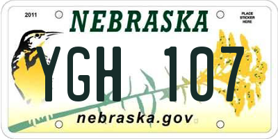 NE license plate YGH107
