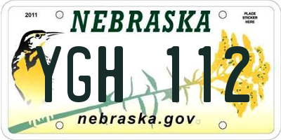NE license plate YGH112