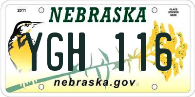 NE license plate YGH116