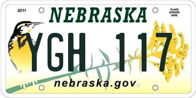 NE license plate YGH117
