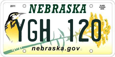 NE license plate YGH120