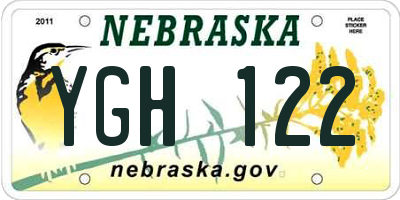 NE license plate YGH122