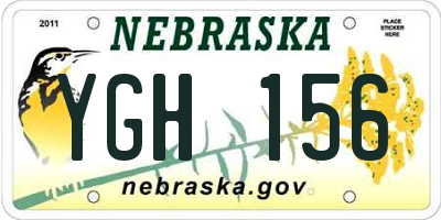 NE license plate YGH156