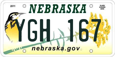 NE license plate YGH167
