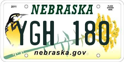 NE license plate YGH180
