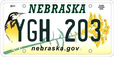NE license plate YGH203