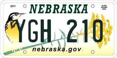 NE license plate YGH210