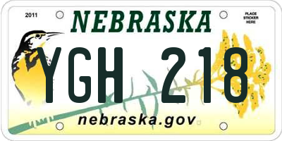 NE license plate YGH218