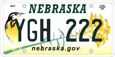 NE license plate YGH222