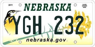NE license plate YGH232