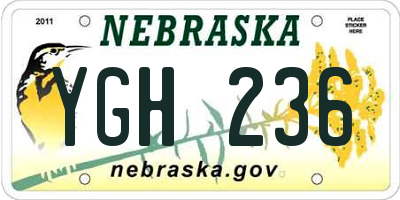 NE license plate YGH236