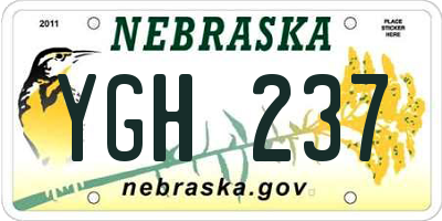 NE license plate YGH237