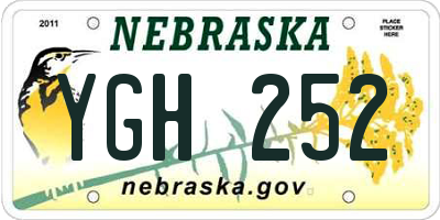 NE license plate YGH252