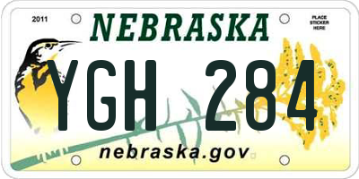 NE license plate YGH284