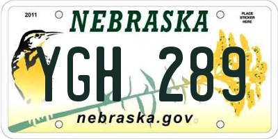 NE license plate YGH289