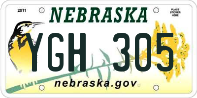 NE license plate YGH305