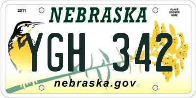 NE license plate YGH342