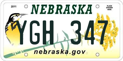 NE license plate YGH347