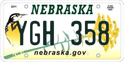 NE license plate YGH358