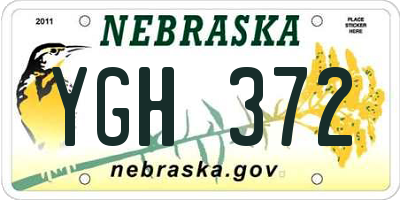 NE license plate YGH372