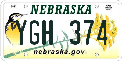 NE license plate YGH374