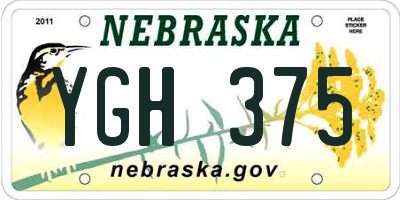 NE license plate YGH375