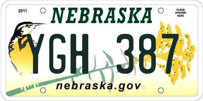 NE license plate YGH387
