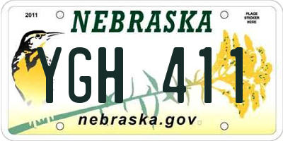 NE license plate YGH411