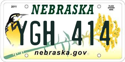 NE license plate YGH414