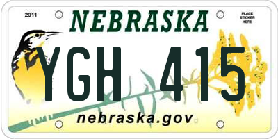 NE license plate YGH415